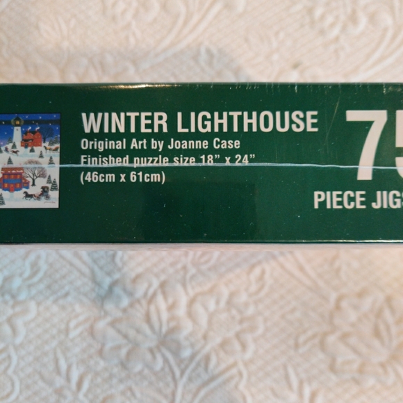 Winter Lighthouse 750 pc Jigsaw Puzzle Art by Joanne Case Christmas New Sealed - Picture 2 of 3